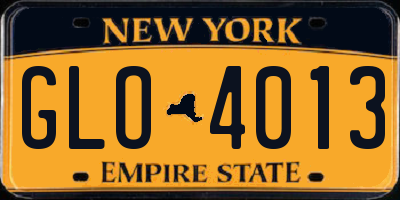 NY license plate GLO4013
