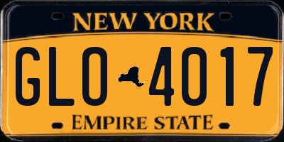 NY license plate GLO4017