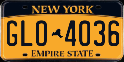NY license plate GLO4036