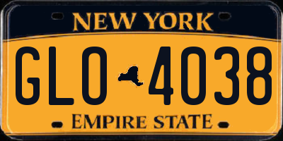 NY license plate GLO4038