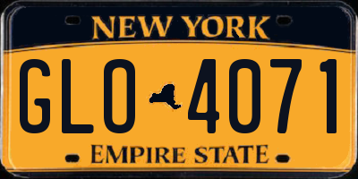 NY license plate GLO4071