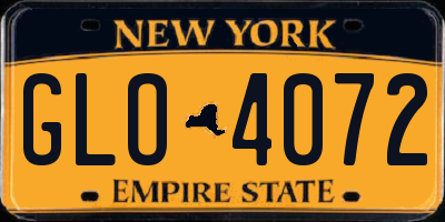 NY license plate GLO4072