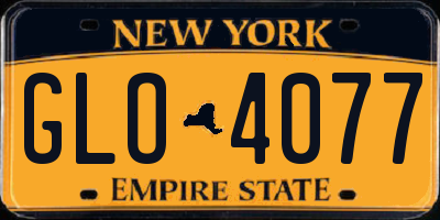 NY license plate GLO4077