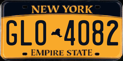 NY license plate GLO4082