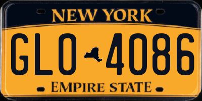 NY license plate GLO4086