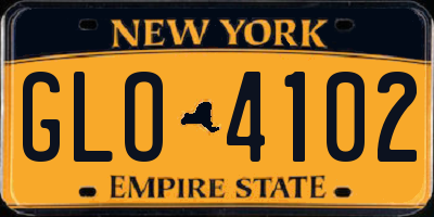 NY license plate GLO4102
