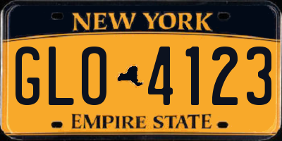 NY license plate GLO4123