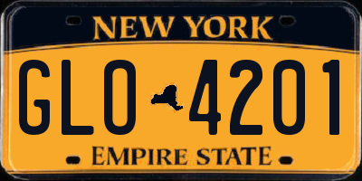NY license plate GLO4201