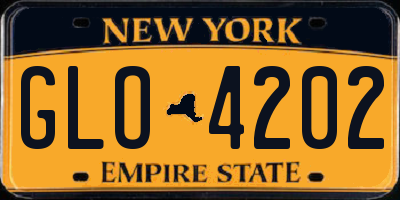 NY license plate GLO4202