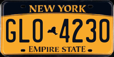 NY license plate GLO4230