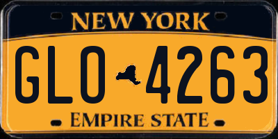 NY license plate GLO4263