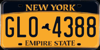 NY license plate GLO4388