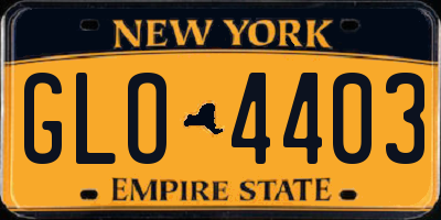 NY license plate GLO4403