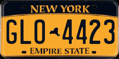NY license plate GLO4423