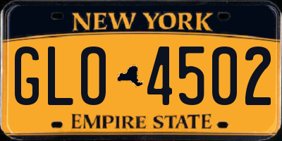 NY license plate GLO4502