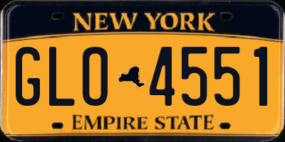 NY license plate GLO4551