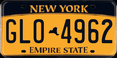 NY license plate GLO4962