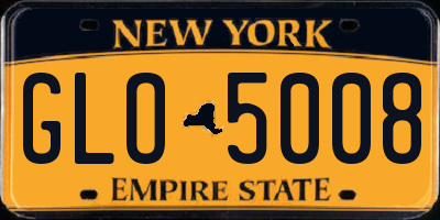 NY license plate GLO5008