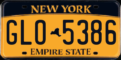 NY license plate GLO5386