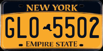 NY license plate GLO5502