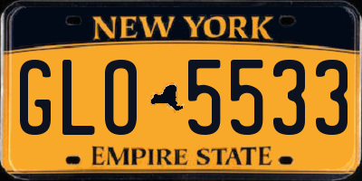 NY license plate GLO5533