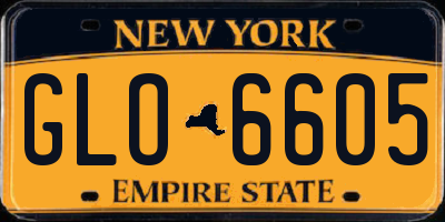 NY license plate GLO6605