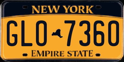 NY license plate GLO7360