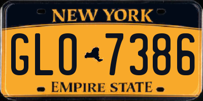 NY license plate GLO7386