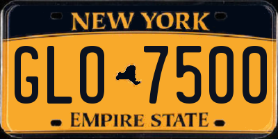 NY license plate GLO7500