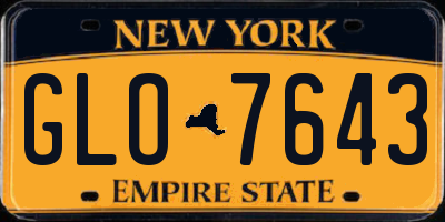 NY license plate GLO7643