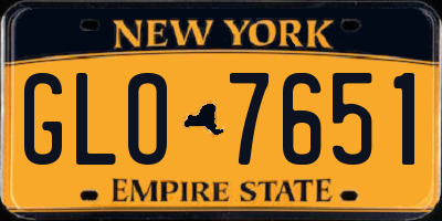 NY license plate GLO7651
