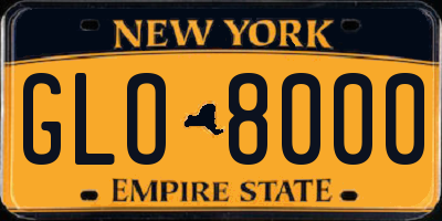 NY license plate GLO8000