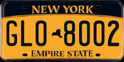 NY license plate GLO8002