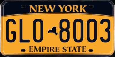 NY license plate GLO8003