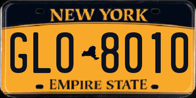 NY license plate GLO8010