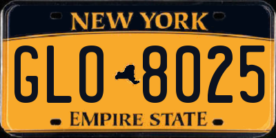 NY license plate GLO8025