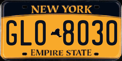 NY license plate GLO8030