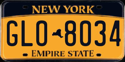 NY license plate GLO8034