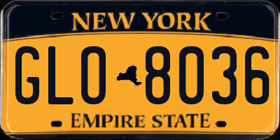 NY license plate GLO8036