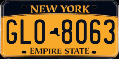 NY license plate GLO8063