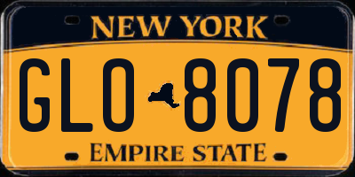 NY license plate GLO8078