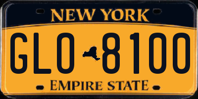 NY license plate GLO8100