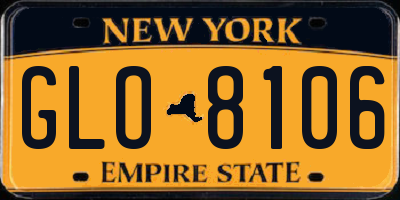 NY license plate GLO8106