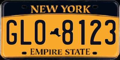 NY license plate GLO8123