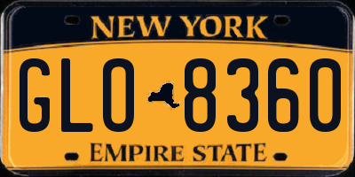 NY license plate GLO8360