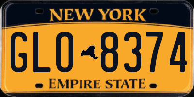NY license plate GLO8374
