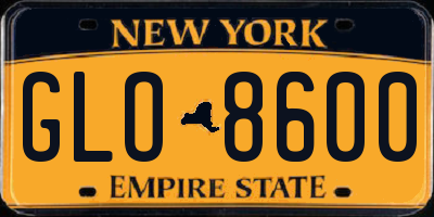 NY license plate GLO8600