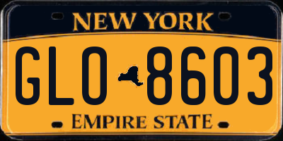 NY license plate GLO8603