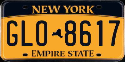 NY license plate GLO8617