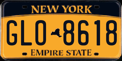 NY license plate GLO8618
